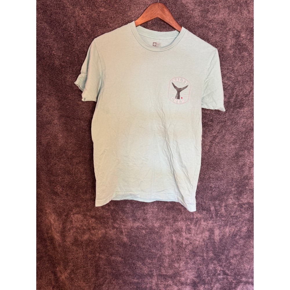 Salty Crew Mens Small T-Shirt Mint Green Whale Tail Graphic Premium Cotton Tee